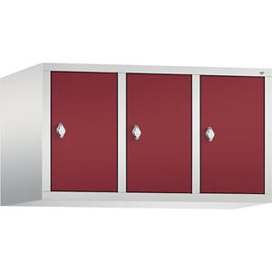C+P CLASSIC Aufsatzschrank, 3 Abteile, Abteilbreite 300 mm, lichtgrau / rubinrot