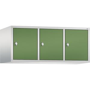 C+P CLASSIC Aufsatzschrank, 3 Abteile, Abteilbreite 400 mm, lichtgrau / resedagrün