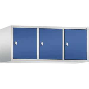 C+P CLASSIC Aufsatzschrank, 3 Abteile, Abteilbreite 400 mm, lichtgrau / enzianblau