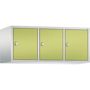 C+P CLASSIC Aufsatzschrank, 3 Abteile, Abteilbreite 400 mm, lichtgrau / viridingrün