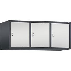 C+P CLASSIC Aufsatzschrank, 3 Abteile, Abteilbreite 400 mm, schwarzgrau / lichtgrau