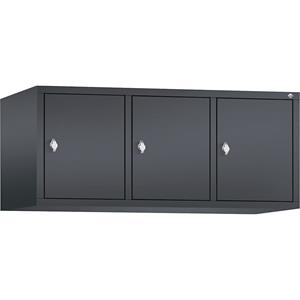 C+P CLASSIC Aufsatzschrank, 3 Abteile, Abteilbreite 400 mm, schwarzgrau