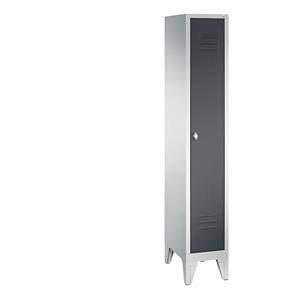C+P CLASSIC Garderobenschrank mit Füßen, 1 Abteil, Abteilbreite 300 mm, lichtgrau / schwarzgrau