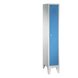 C+P CLASSIC Garderobenschrank mit Füßen, 1 Abteil, Abteilbreite 300 mm, lichtgrau / lichtblau