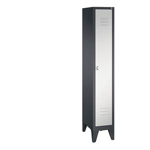 C+P CLASSIC Garderobenschrank mit Füßen, 1 Abteil, Abteilbreite 300 mm, schwarzgrau / lichtgrau