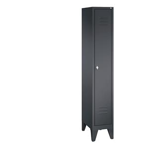 C+P CLASSIC Garderobenschrank mit Füßen, 1 Abteil, Abteilbreite 300 mm, schwarzgrau