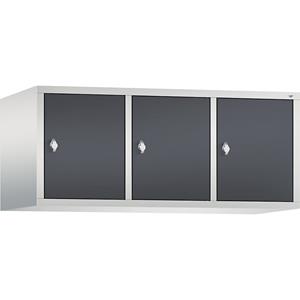 C+P CLASSIC Aufsatzschrank, 3 Abteile, Abteilbreite 400 mm, lichtgrau / schwarzgrau