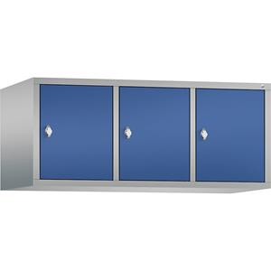 C+P CLASSIC Aufsatzschrank, 3 Abteile, Abteilbreite 400 mm, weißaluminium / enzianblau