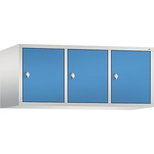 C+P CLASSIC Aufsatzschrank, 3 Abteile, Abteilbreite 400 mm, lichtgrau / lichtblau