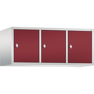 C+P CLASSIC Aufsatzschrank, 3 Abteile, Abteilbreite 400 mm, lichtgrau / rubinrot