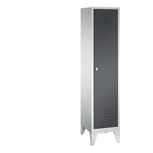 C+P CLASSIC Garderobenschrank mit Füßen, 1 Abteil, Abteilbreite 400 mm, lichtgrau / schwarzgrau