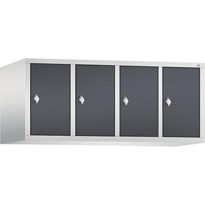 C+P CLASSIC Aufsatzschrank, 4 Abteile, Abteilbreite 300 mm, lichtgrau / schwarzgrau