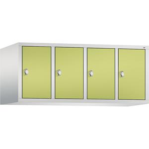 C+P CLASSIC Aufsatzschrank, 4 Abteile, Abteilbreite 300 mm, lichtgrau / viridingrün