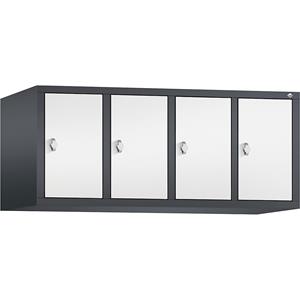 C+P CLASSIC Aufsatzschrank, 4 Abteile, Abteilbreite 300 mm, schwarzgrau / verkehrsweiß