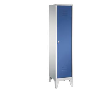 C+P Garderobekast CLASSIC met poten, 1 afdeling, afdelingsbreedte 400 mm, lichtgrijs/gentiaanblauw