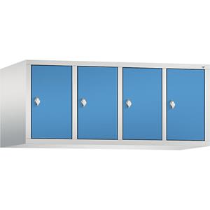 C+P CLASSIC Aufsatzschrank, 4 Abteile, Abteilbreite 300 mm, lichtgrau / lichtblau
