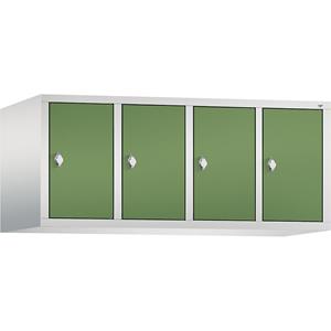 C+P CLASSIC Aufsatzschrank, 4 Abteile, Abteilbreite 300 mm, lichtgrau / resedagrün
