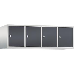 C+P CLASSIC Aufsatzschrank, 4 Abteile, Abteilbreite 400 mm, lichtgrau / schwarzgrau
