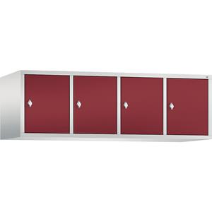C+P CLASSIC Aufsatzschrank, 4 Abteile, Abteilbreite 400 mm, lichtgrau / rubinrot