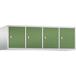 C+P CLASSIC Aufsatzschrank, 4 Abteile, Abteilbreite 400 mm, lichtgrau / resedagrün