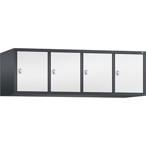 C+P CLASSIC Aufsatzschrank, 4 Abteile, Abteilbreite 400 mm, schwarzgrau / verkehrsweiß