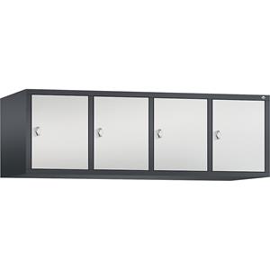 C+P CLASSIC Aufsatzschrank, 4 Abteile, Abteilbreite 400 mm, schwarzgrau / lichtgrau