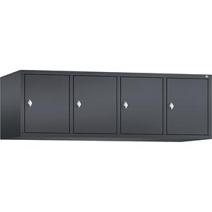 C+P CLASSIC Aufsatzschrank, 4 Abteile, Abteilbreite 400 mm, schwarzgrau