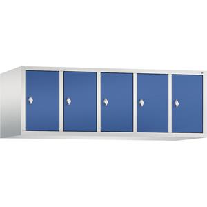 C+P CLASSIC Aufsatzschrank, 5 Abteile, Abteilbreite 300 mm, lichtgrau / enzianblau