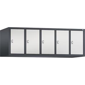 C+P CLASSIC Aufsatzschrank, 5 Abteile, Abteilbreite 300 mm, schwarzgrau / lichtgrau