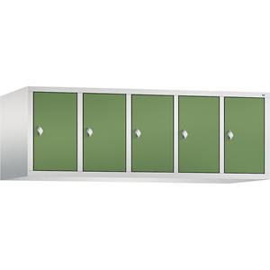 C+P CLASSIC Aufsatzschrank, 5 Abteile, Abteilbreite 300 mm, lichtgrau / resedagrün