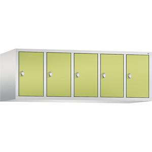 C+P CLASSIC Aufsatzschrank, 5 Abteile, Abteilbreite 300 mm, lichtgrau / viridingrün