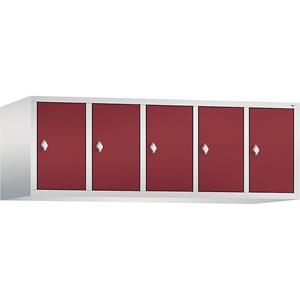 C+P CLASSIC Aufsatzschrank, 5 Abteile, Abteilbreite 300 mm, lichtgrau / rubinrot