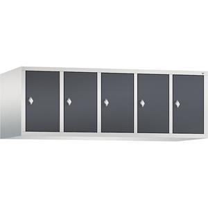 C+P CLASSIC Aufsatzschrank, 5 Abteile, Abteilbreite 300 mm, lichtgrau / schwarzgrau