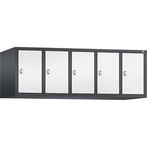 C+P CLASSIC Aufsatzschrank, 5 Abteile, Abteilbreite 300 mm, schwarzgrau / verkehrsweiß