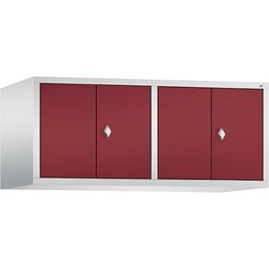 C+P CLASSIC Aufsatzschrank, zueinander schlagende Türen, 4 Abteile, Abteilbreite 300 mm, lichtgrau / rubinrot