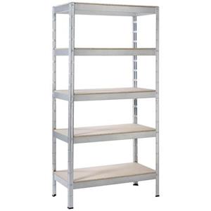 SCHULTE Regalwelt Zwaar belastbare stelling Zwaar belastbare aanbouwstelling Metaal verzinkt, 1800x900x450 mm, 5 houten planken