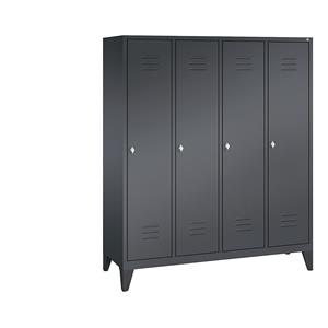 C+P CLASSIC Garderobenschrank mit Füßen, 4 Abteile, Abteilbreite 400 mm, schwarzgrau