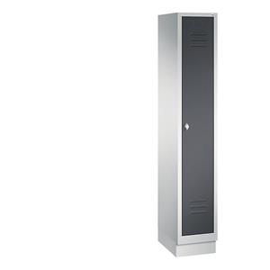 C+P CLASSIC Garderobenschrank mit Sockel, 1 Abteil, Abteilbreite 300 mm, lichtgrau / schwarzgrau