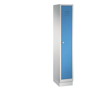 C+P CLASSIC Garderobenschrank mit Sockel, 1 Abteil, Abteilbreite 300 mm, lichtgrau / lichtblau