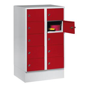 Wolf Kast met kleine vakken, 10 vakken, h x b = 990 x 600 mm, deurkleur vuurrood RAL 3000