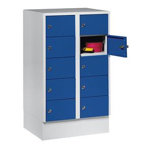 Wolf Kast met kleine vakken, 10 vakken, h x b = 990 x 600 mm, deurkleur gentiaanblauw RAL 5010