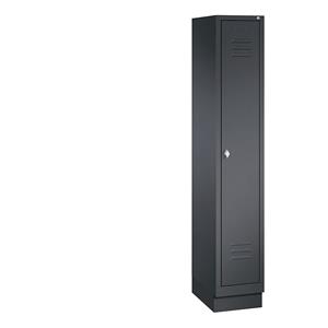 C+P CLASSIC Garderobenschrank mit Sockel, 1 Abteil, Abteilbreite 300 mm, schwarzgrau