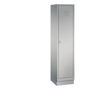 C+P CLASSIC Garderobenschrank mit Sockel, 1 Abteil, Abteilbreite 400 mm, weißaluminium