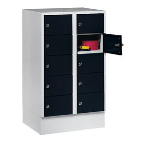 Wolf Kast met kleine vakken, 10 vakken, h x b = 990 x 600 mm, deurkleur gitzwart RAL 9005
