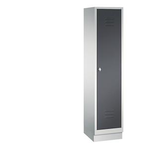 C+P CLASSIC Garderobenschrank mit Sockel, 1 Abteil, Abteilbreite 400 mm, lichtgrau / schwarzgrau