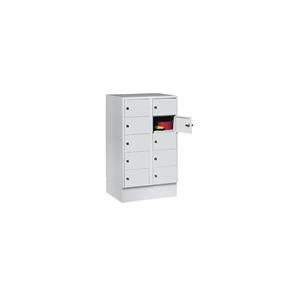 Wolf Kast met kleine vakken, 10 vakken, h x b = 990 x 600 mm, deurkleur lichtgrijs RAL 7035