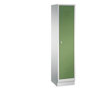 C+P CLASSIC Garderobenschrank mit Sockel, 1 Abteil, Abteilbreite 400 mm, lichtgrau / resedagrün