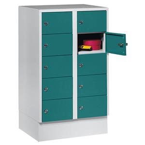 Wolf Kast met kleine vakken, 10 vakken, h x b = 990 x 600 mm, deurkleur opaalgroen RAL 6026