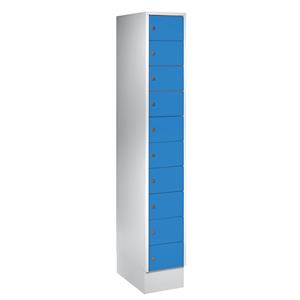 Wolf Kast met kleine vakken, 10 vakken, h x b = 1850 x 300 mm, deurkleur lichtblauw RAL 5012