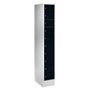 Wolf Kast met kleine vakken, 10 vakken, h x b = 1850 x 300 mm, deurkleur gitzwart RAL 9005
